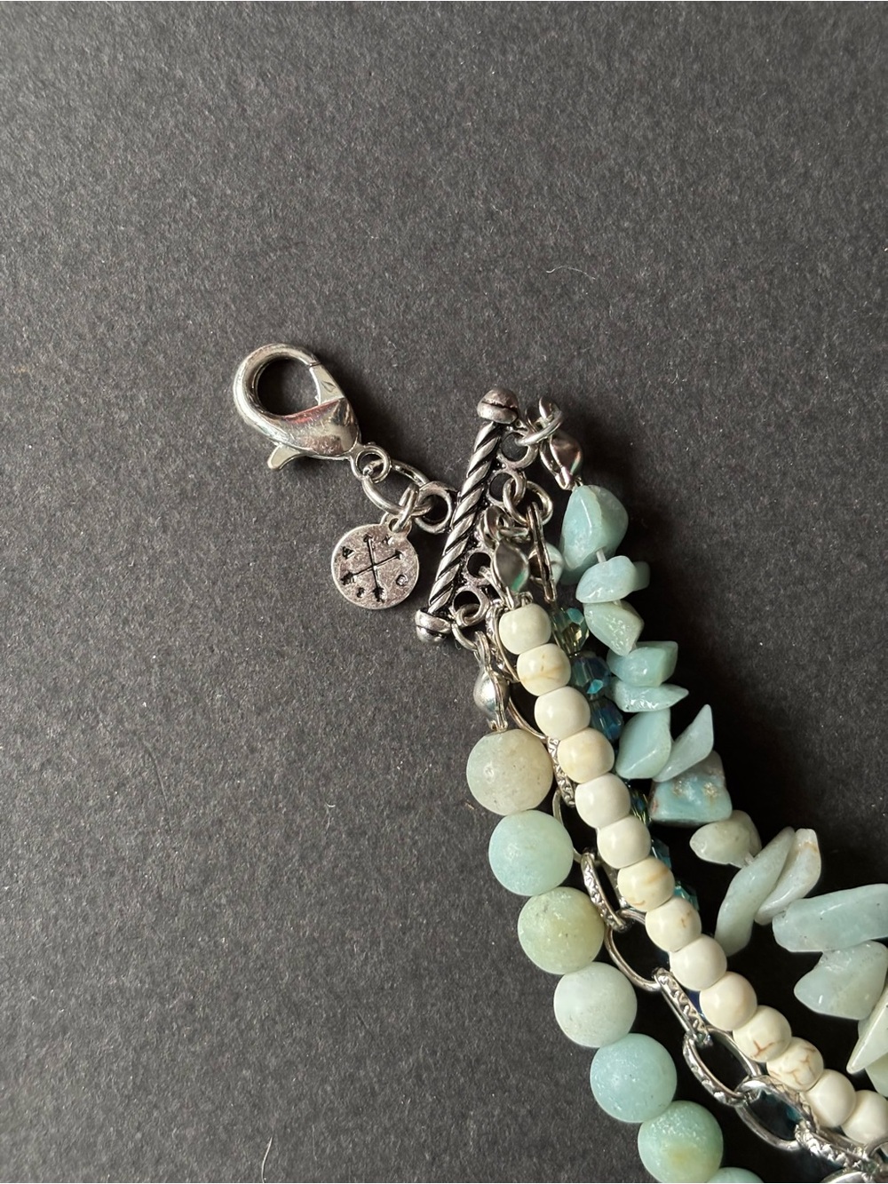 Linen & Flax Amazonite Multi Strand Bracelet Silver Charms - Picture 6 of 7